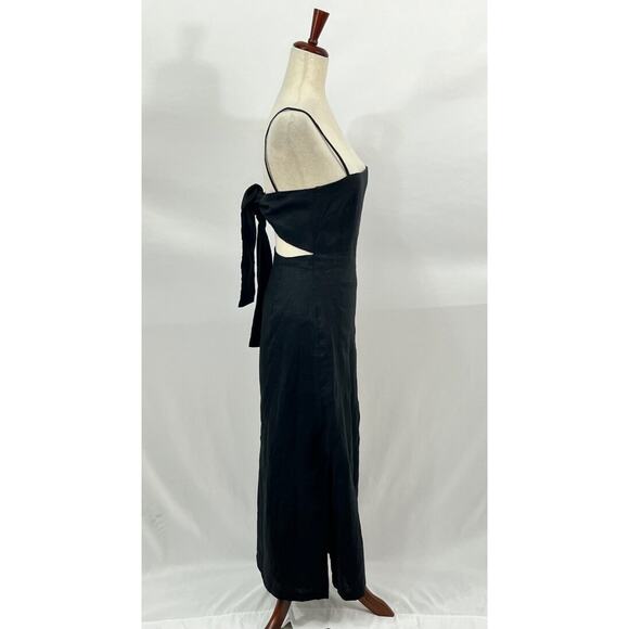 SIR THE LABEL Sz 1 4 S Black 100% Linen Tie Back Midi Dress - Picture 5 of 8